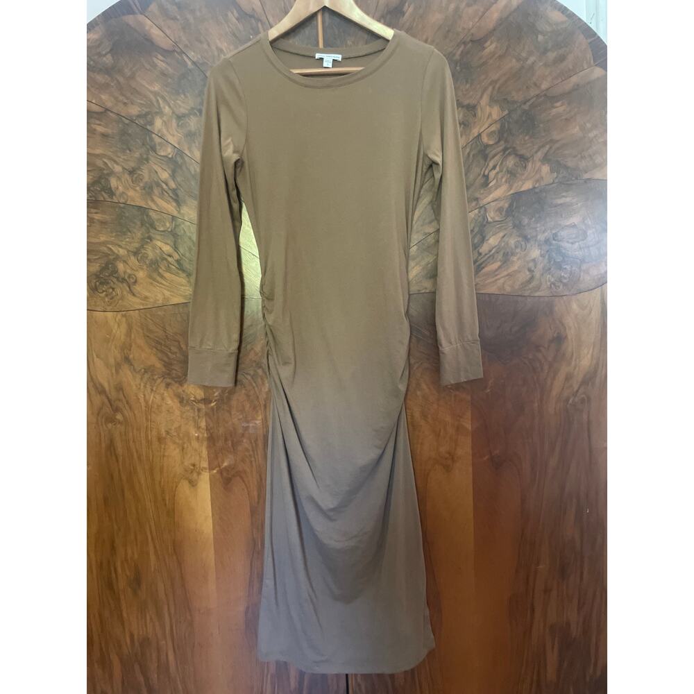 JAMES PERSE Long Sleeve Ruched Jersey Knit Midi Dress Size Medium M 2 MINIMALIST - Picture 2 of 7
